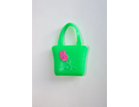 Зелёная сумка с двумя ручками и розовым цветком. (331)
